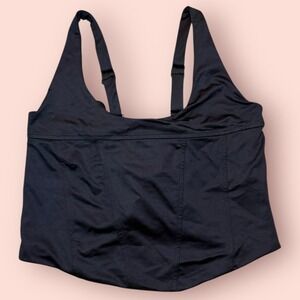 Forever 21 Black Tank Top Corset Back Crop‎ Top Women's Size L NWT
